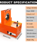Heavy Duty Electric Hydraulic Hose Crimper For Auto And AC Lines 1200 Watt 110 Volt with detailed specifications displayed.