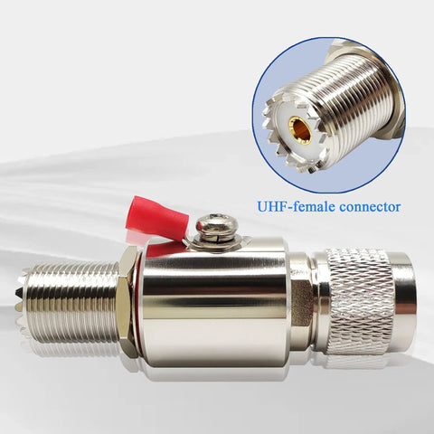 UHF PL259 Male to Female Lightning Arrester and SO239 Coaxial Surge Protector for VHF Two Way Radio Antenna with gas discharge tube