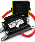 Waterproof Ground Power Distribution Terminal Block With Insulated Bus Bar Box for 12V auto marine view, open with cables