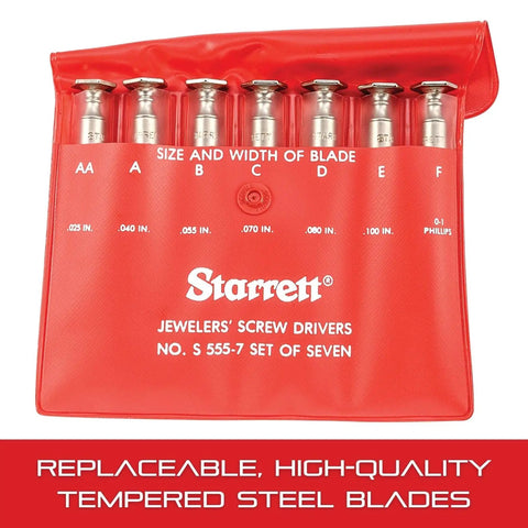Jewelers Precision Screwdriver Set With Knurled Grips, Nickel Plated Steel Bodies, And Compact Case, 0.025 To 0.100 Inch Blade Widths