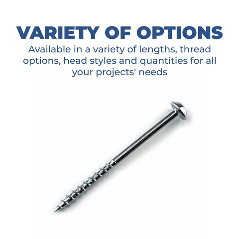 Zinc Pocket Hole Screws For Cabinetry And Furniture Builds, Two And A Half Inch Coarse Thread With Maxi Loc Head, Indoor Use