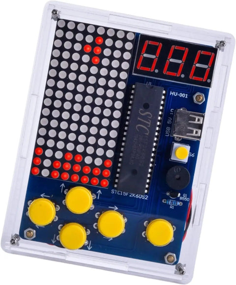 Build Your Own Retro Game Rig 4-In-1 Soldering Practice Kit With LED Matrix Display Featuring Tetris, Snake, Racing And Shooting Games