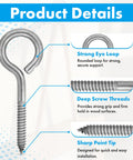 Beefy Stainless Steel Screw Eyes Set Of Three Heavy Duty Eye Bolts Three Eighths By Four And Seven Eighths Inches Rust Resistant