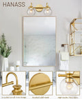 Gold Finish 3 Light Globe Bathroom Vanity Light With Glass Shade 21 Inch Modern Steel Fixture over mirror in bathroom