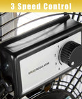 Close-up of 3-speed control on Heavy Duty 20 Inch Shroud Fan With Industrial Grade Motor Delivers 6300 CFM High Velocity Air Circulation.