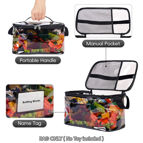 See Through TPU Toy Organizer Bags With Zippers Extra Large Large And Medium Pouch Set Waterproof Clear Storage