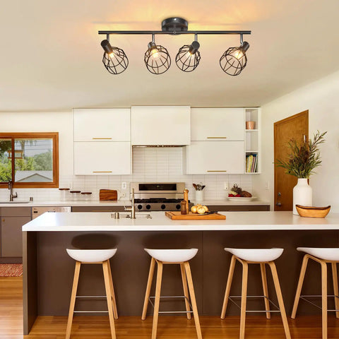 Slick Six Light Black LED Track Lighting Kit With Flexible Rotatable Heads Modern Ceiling Spotlight in kitchen