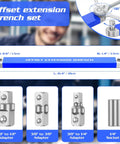 Heavy Duty Offset Extension Wrench Set Featuring Chain Drive Mechanism And Zero Degree Swing Arc To Crush Tough Jobs Dead Nuts Precise for access in tight spaces.