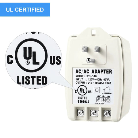 Two Pack 24 Volt Transformer 40 VA Plug In With PTC Fuse AC Transformer For Ring Doorbell And Thermostats Compatible UL certified