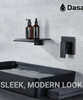 Slick Matte Black Wall Mount Waterfall Bathroom Faucet In Wall Sink Faucet with single handle above modern sink