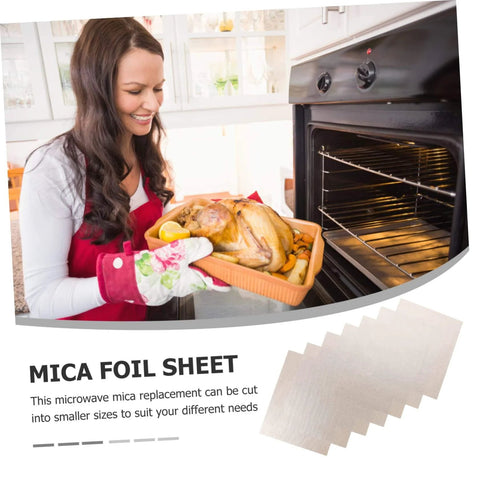 Easy Cut Mica Sheets For Microwave Oven Insulation displayed near open oven with roast chicken.