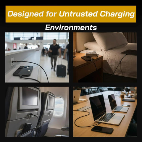 Lock Down Your Data With This USB C Data Blocker Adapter Stops Juice Jacking Cold Fast Charge Only Mode Pocket Travel Essential Secure Your Phone Daily Black 2 Pack in untrusted charging environments.