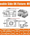 Double Side OK Fixture: M14 dimensions and features diagram made from S136 steel for CNC mills and bench drills.