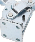 Vertical Quick Release Toggle Clamp With 450 Kg Holding Capacity For Woodworking Machine Assembly In Polished Galvanized Iron Body Built Tough For Industrial Clamping And Precise Component Positioning, close-up