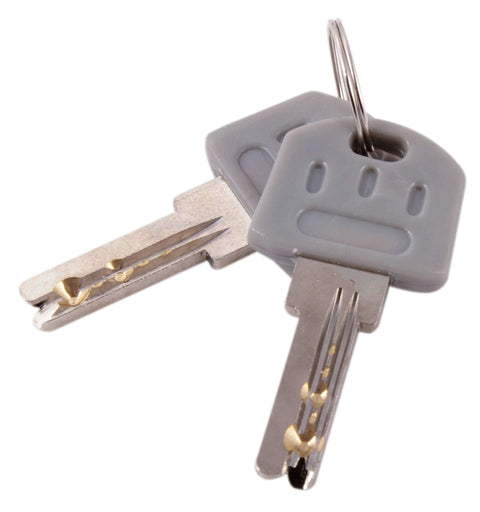 Two keys for Heavy Duty Trailer Hitch Lock 5 By 8 Inch Receiver Pin With Two Keys Chrome Finish, Locking Hitch Pin