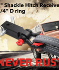 Off Road Tow Ready Hitch Receiver Kit With 2 Inch Receiver And Three Quarter Inch D Ring Shackle, 42,000 Lbs Break Strength