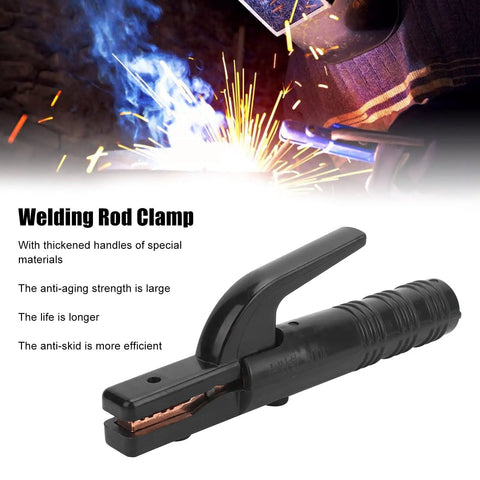 Heavy Duty Welding Electrode Holder Clamp With 300A Capacity For Industrial Use, heat tolerant insulated body and forged design.