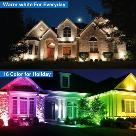 Six Pack RGBW Outdoor LED Spotlights With Remote Control For Color Changing Landscape Lighting in Home Garden Yard 120V US Plug