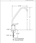 Specification sheet of Touch Flo Style Pure Cold Water Dispenser Faucet Go To Matte Black Kitchen And Bar Sinks Setup, 8 Inch Tall Spout Reach