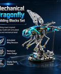 Dragonfly Mechanical Building Blocks Kit With 866 Pieces, Insect Mech Model With Dope Movable Wings, Display Stand, STEM Build Project For Adults, Home Office Decor And Gift Idea on stand