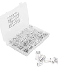 Open box showing Aluminum Rivet Nut Assortment Kit, 300 Pieces, Threaded Inserts for Metal Plates and Tubes, SAE and Metric Sizes
