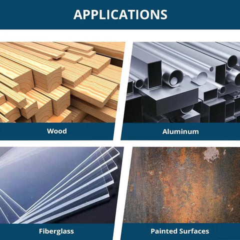 1X150FT Emery Cloth Sandpaper Roll Aluminum Oxide 180 Grit For Wood And Metal Jobs shown on wood, aluminum, fiberglass, and painted surfaces.