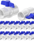 Three Quarter Inch PVC Ball Valve With Threaded Ends And Blue T Handle, SCH40 Slip Water Pipe Valve For Outdoor Plumbing