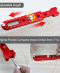 Tough As Nails Aluminum Woodworking Compass Scriber Smooth Operator Adjustable Metric And Inch Circle Arc Drawing Ruler Compact Marking Gauge Pro Builder Tool with adjustable length for precise circle drawing from 1" to 7".
