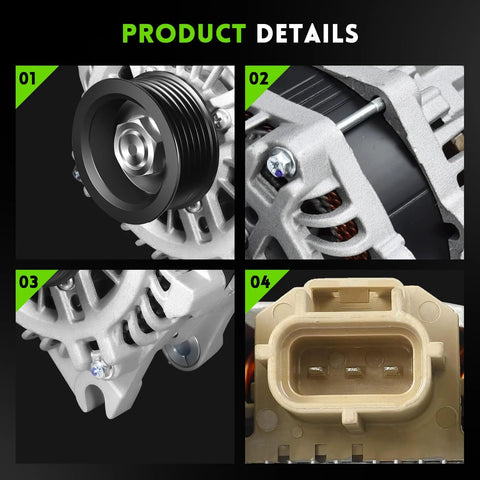 Beefed Up 175 Amp High Output Alternator Compatible With Ford Taurus 13-18 Explorer 12-18 Flex Lincoln MKS Police Interceptor V6 3.5L 3.7L OE Style Replacement Durable Build Easy Bolt In product parts close-up view