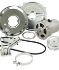 Straight Up Chrome Alternator Conversion Kit For Type 1 Volkswagen Air Cooled Engines components including chrome parts and 55 Amp alternator.