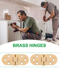 Two workers installing cabinets with Brass Table Hinges 2-Piece Set For Butler Tray And Cabinet Furniture, self-supporting.
