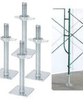 Heavy Duty 4 Pack Adjustable 12 Inch Scaffold Leveling Jacks Rock Solid Galvanized Steel Construction Thick Square Base Plate