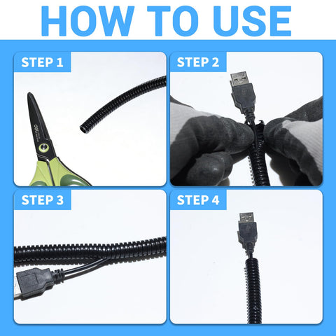 How to install 20ft Split Wire Loom Tubing For Cords Black Quarter Inch Inner Diameter Cable Sleeve Protects USB Power Audio Video Wires