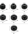 Hardened Carbon Steel RC Pinion Gear Set 5mm Bore, 12T-18T, Direct Replacement For TRAXXAS Losi RC Cars, assorted gear sizes displayed