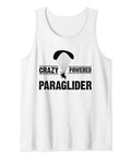 Paragliding Paramotor Tank Top For Adventurous Flyers Lit White Lightweight Tee With Crazy Powered Paraglider Design Front View