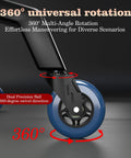 Premium Rubber Office Chair Wheels Replacement Set Of 5 Universal Fit For Gaming And Desk Chairs showcasing 360-degree swivel rotation.