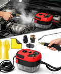 2500W Portable High Temperature Steam Cleaner Handheld for Car Detailing Furniture Kitchen Grout Floors and Tile Red Power