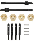 Heavy Duty Brass Hex Hub And Cvd Axle Shaft Stub Axle Kit For Axial Utb18 Capra 1/18 Rc Crawler Upgrades featuring brass hubs and black shafts.