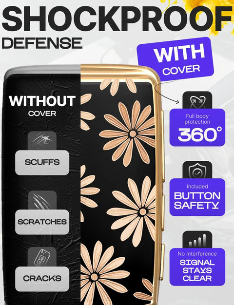 Mazda Key Fob Cover And Leather Keychain TPU Keyfob Case For 3 Button And 6 Button Fobs Fits CX5 CX9 CX30 CX50 CX70 2019 To 2025 Flower Vibe Style Full Body Protection