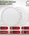 Two Pack LED Flush Mount Ceiling Light Fixtures 12 Inch Round Low Profile With Five Color Temperatures 2000 Lumen 120 Volt Bright White