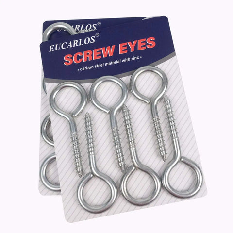 10 Pack 3.2 Inch Heavy Duty Screw Eyes Hooks For Securing Cables And Wires Indoor Outdoor Use Zinc Plated Carbon Steel
