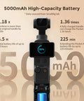 5000mAh Battery Grip For Pocket 4 By 3 Camera With 20W Fast Charge showing battery stats and grip design