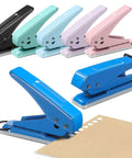 Six Color Single Hole Puncher Pack In One Quarter Inch Metal Handheld, Go-To Heavy Duty Tool With 15 Sheet Capacity