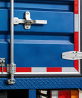 Beefy Stainless Steel Truck Side Door Hinge For Cargo Containers And Trailers, Heavy Duty Rear Or Side Door Replacement With High Load Capacity And Smooth Operation, 8x3.8x1 Inch For Long Haul on blue truck door
