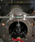 SUS304 Heavy Duty Stainless Steel Two Hole Pin With Push Button Quick Lock For Pipe Alignment And Rigging Work, shown in use.