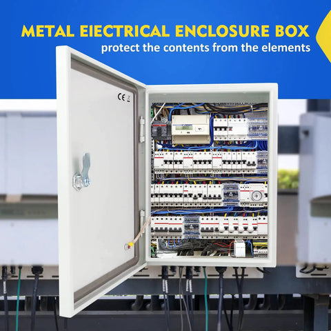 Rugged Outdoor Weatherproof NEMA 4X Metal Electrical Junction Box 12 By 12 By 8 Inch Wall Mount Lockable Enclosure IP66 Waterproof And Dustproof