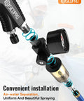 Inline Air Compressor Water And Oil Separator Filter With Pressure Gauge, 1/4 Inch Inlet, shown with spray setup