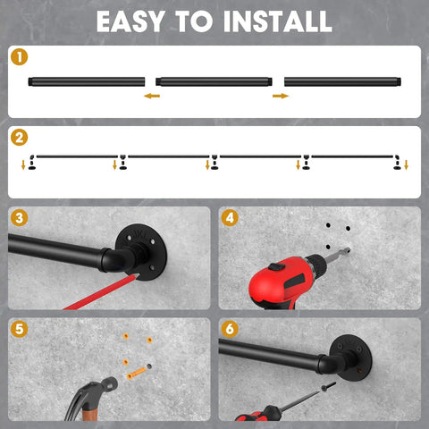 Step-by-step installation guide for Badass Strength 10 Foot Stair Handrail and Heavy Duty Wall Mount Metal Pipe Railing.