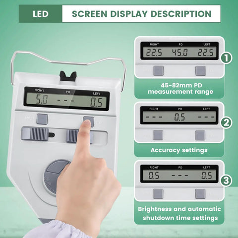 Pro Grade Digital PD Meter For Pupillary Distance 45 To 82mm Handheld Pupilometer With Precision Sensor Easy Readout Optical Instrument
