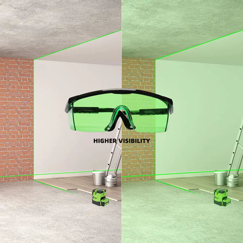 Goggles enhancing NT411G Multi Line Laser Level With Four Vertical Lines And One Horizontal Line Green Beam Plumb Dot Self Leveling Tool